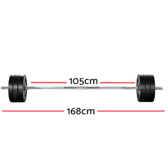 Everfit 68kg Barbell Set Weight Plates Bar Lifting Bench 168cm-NSW_Metro