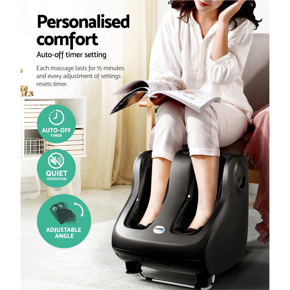 Livemor Foot Massager Shiatsu Massagers Electric Roller Calf Leg Kneading Black-TAS_Rural