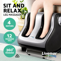 Livemor Foot Massager Shiatsu Massagers Electric Roller Calf Leg Kneading Silver-QLD_Metro