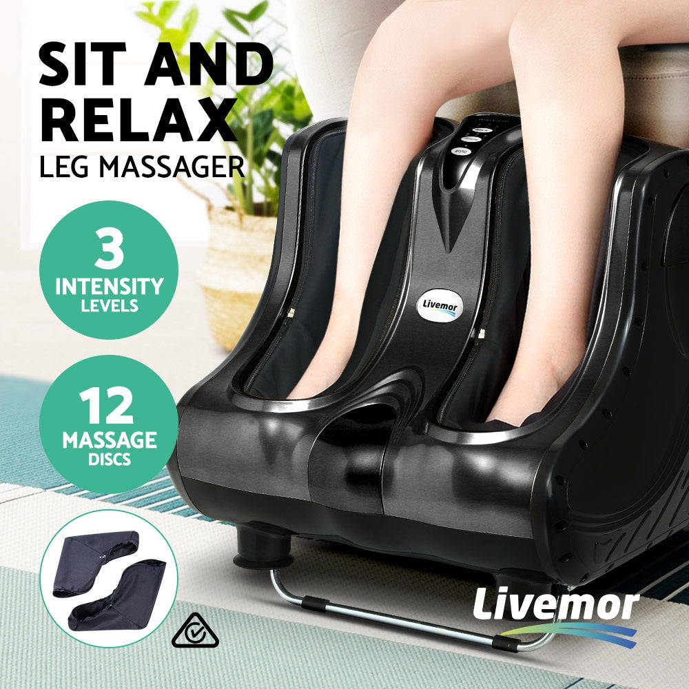 Livemor Foot Massager Massagers Shiatsu Electric Roller Ankle Calf Leg Kneading Black-NSW_Metro