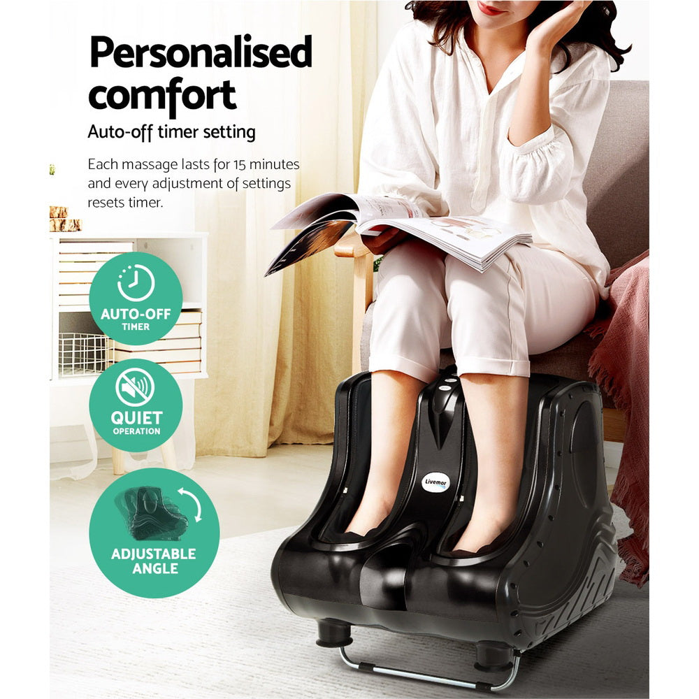 Livemor Foot Massager Massagers Shiatsu Electric Roller Ankle Calf Leg Kneading Black-NSW_Metro