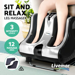 Livemor Foot Massager Massagers Shiatsu Electric Roller Ankle Calf Leg Kneading Silver-VIC_Metro