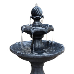 Gardeon Solar Water Feature 3-Tier Fountain with Pump Kit Bird Bath 93CM Black-TAS_Rural