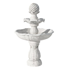 Gardeon Solar Water Feature 3-Tier Fountain with Pump Kit Bird Bath 93CM Ivory-REMOTE