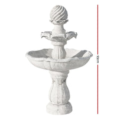 Gardeon Solar Water Feature 3-Tier Fountain with Pump Kit Bird Bath 93CM Ivory-VIC_Rural