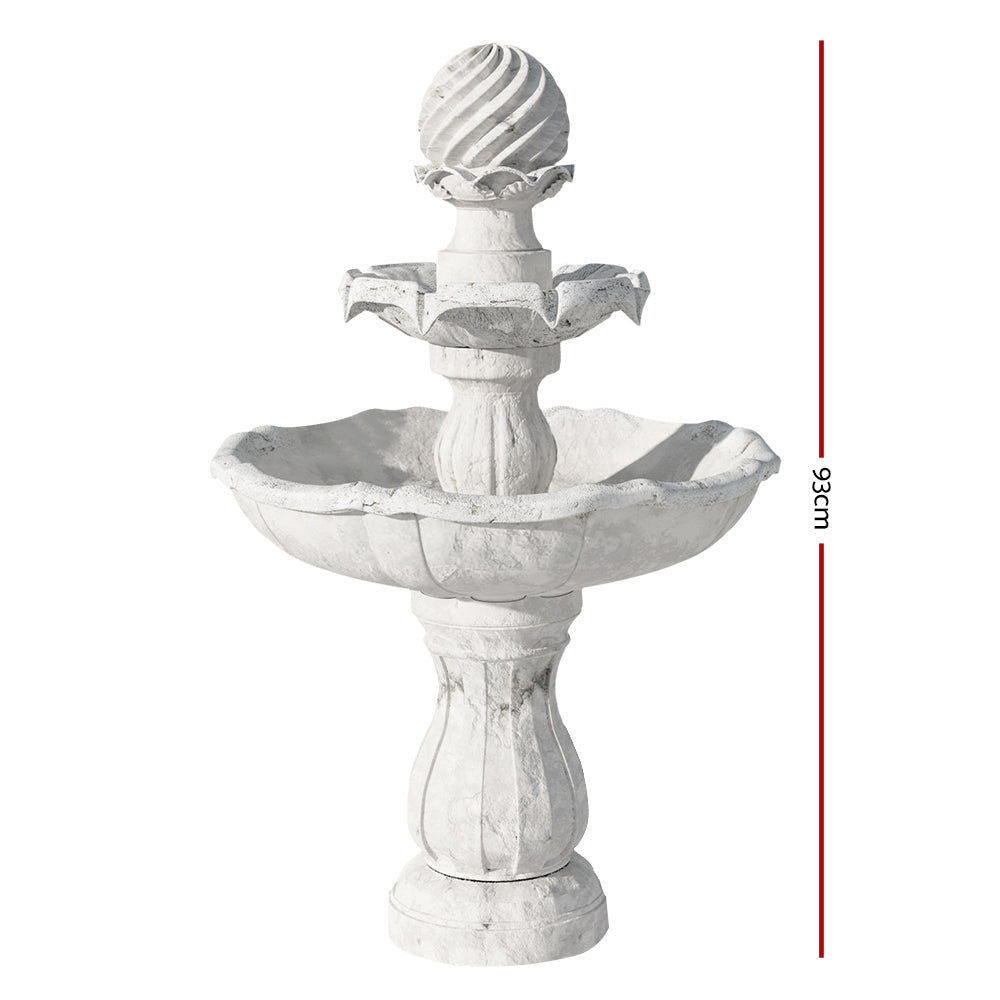 Gardeon Solar Water Feature 3-Tier Fountain with Pump Kit Bird Bath 93CM Ivory-NSW_Rural