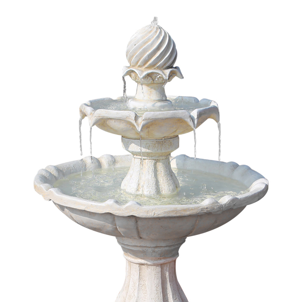 Gardeon Solar Water Feature 3-Tier Fountain with Pump Kit Bird Bath 93CM Ivory-NSW_Metro