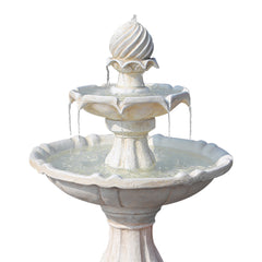 Gardeon Solar Water Feature 3-Tier Fountain with Pump Kit Bird Bath 93CM Ivory-TAS_Rural