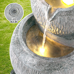 Gardeon Solar Fountain Water Feature Bird Bath Garden LED Light 80CM Grey-QLD_Metro