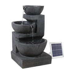 Gardeon Solar Water Feature Cascading Fountain 3-Tier Bowl LED Lights 60CM Blue-REMOTE