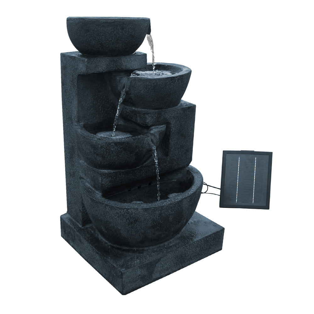 Gardeon Solar Water Feature Cascading Fountain 4-Tier Bowl LED Lights 72CM Blue-QLD_Metro