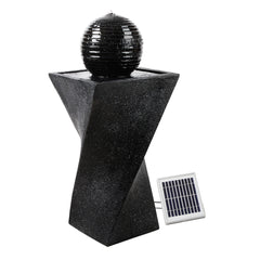 Gardeon Solar Water Feature Twisted Fountain LED Light Bird Bath 85CM Black-REMOTE