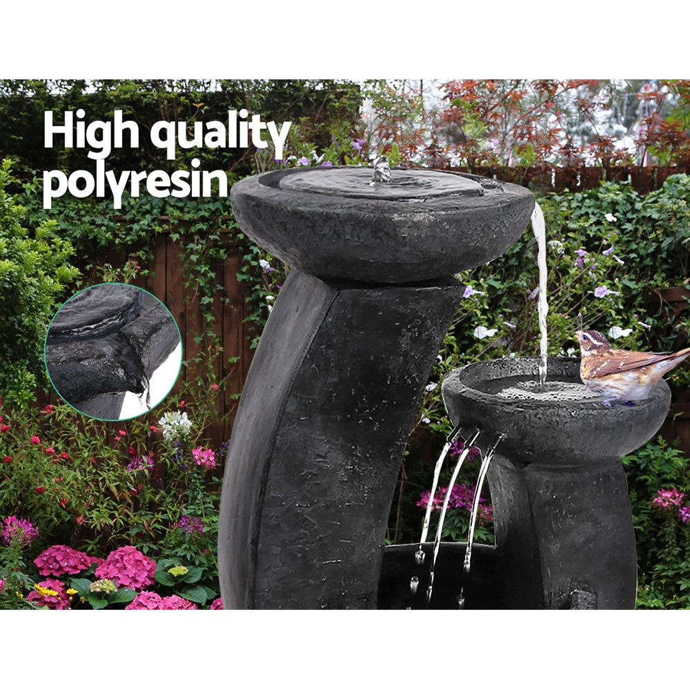 Gardeon Solar Water Feature Cascading Fountain 3-Tier Mushroom LED Light 70CM-QLD_Metro