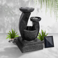 Gardeon Solar Water Feature Cascading Fountain 3-Tier Mushroom LED Light 70CM-NT_Metro