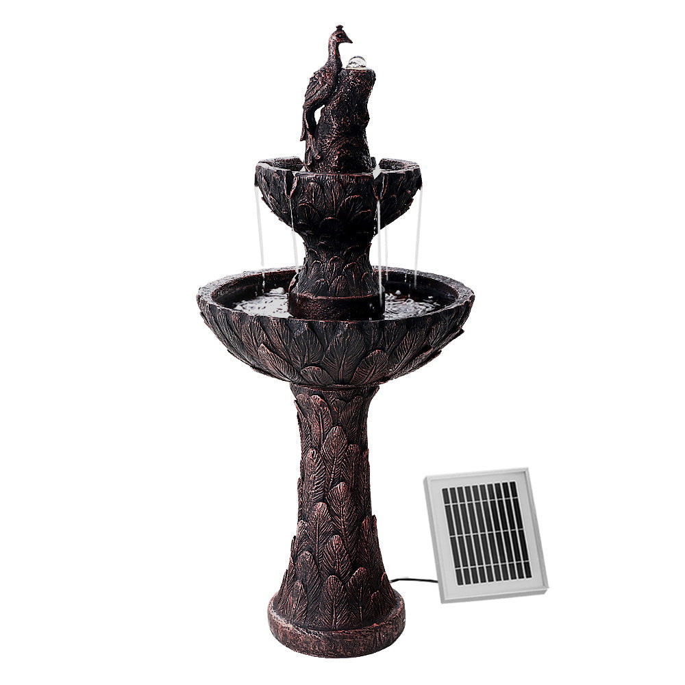 Gardeon Solar Water Feature Tier Fountain with Pump Kit Bird Bath 106CM Peacock-NSW_Metro