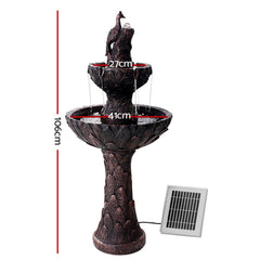 Gardeon Solar Water Feature Tier Fountain with Pump Kit Bird Bath 106CM Peacock-VIC_Rural