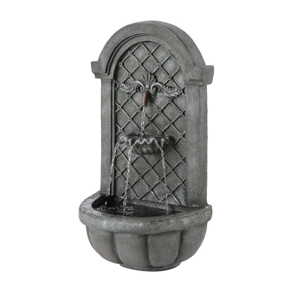 Gardeon Solar Fountain Water Feature Wall Mount Garden Fountains 80CM Grey-WA_Rural