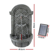 Gardeon Solar Fountain Water Feature Wall Mount Garden Fountains 80CM Grey-QLD_Rural