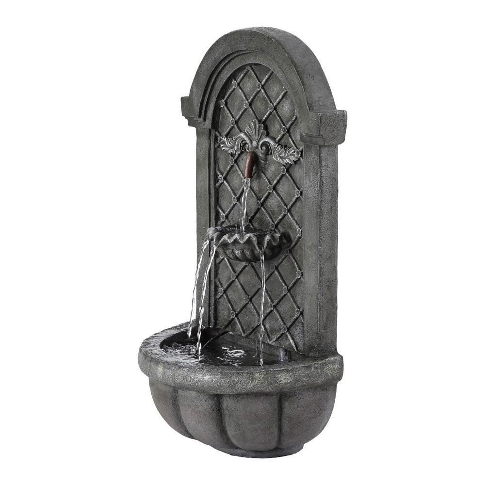 Gardeon Solar Fountain Water Feature Wall Mount Garden Fountains 80CM Grey-NSW_Rural