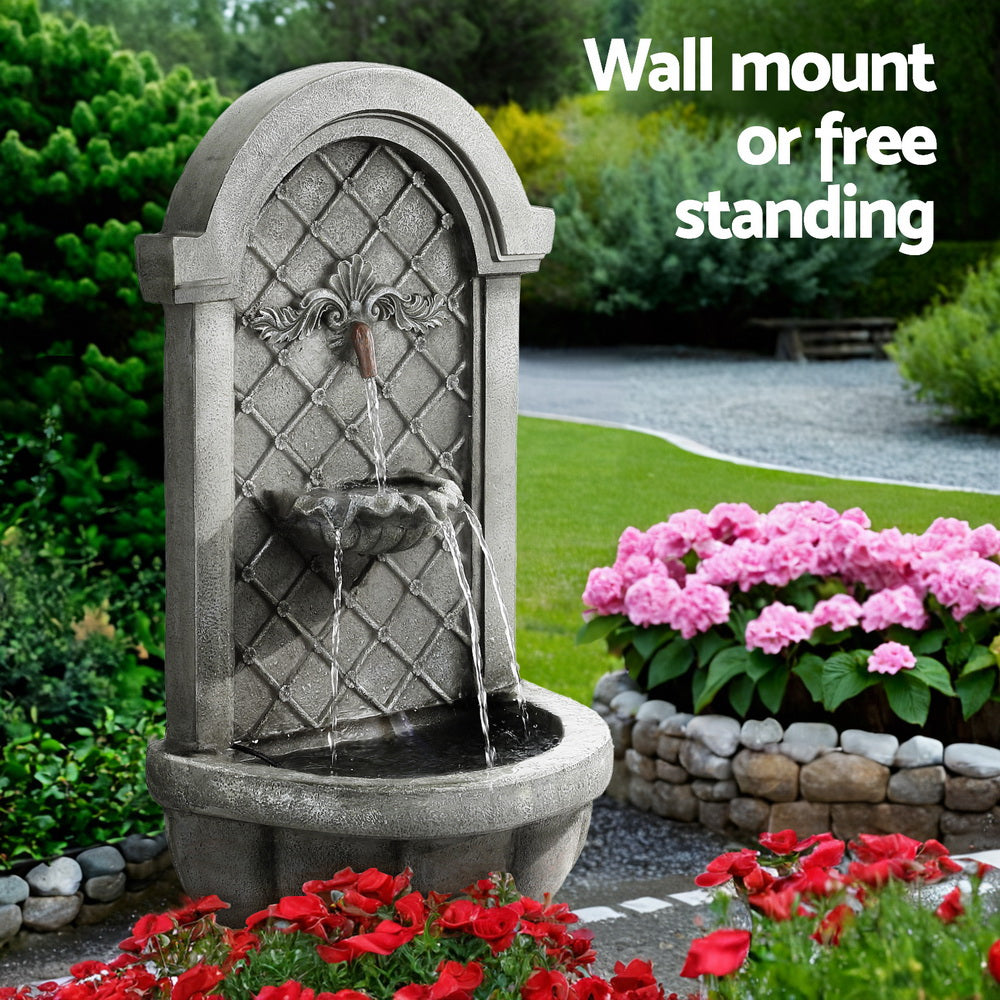 Gardeon Solar Fountain Water Feature Wall Mount Garden Fountains 80CM Grey-NT_Metro