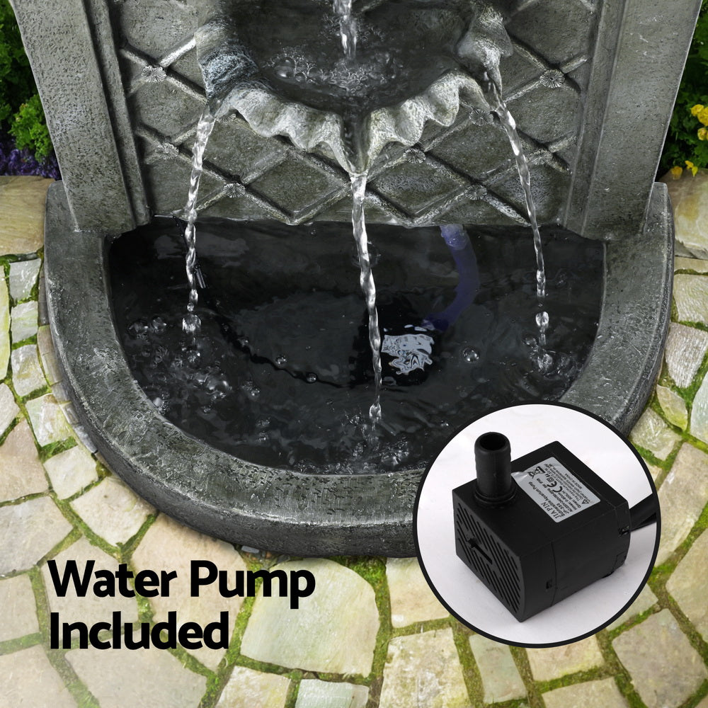 Gardeon Solar Fountain Water Feature Wall Mount Garden Fountains 80CM Grey-NSW_Rural