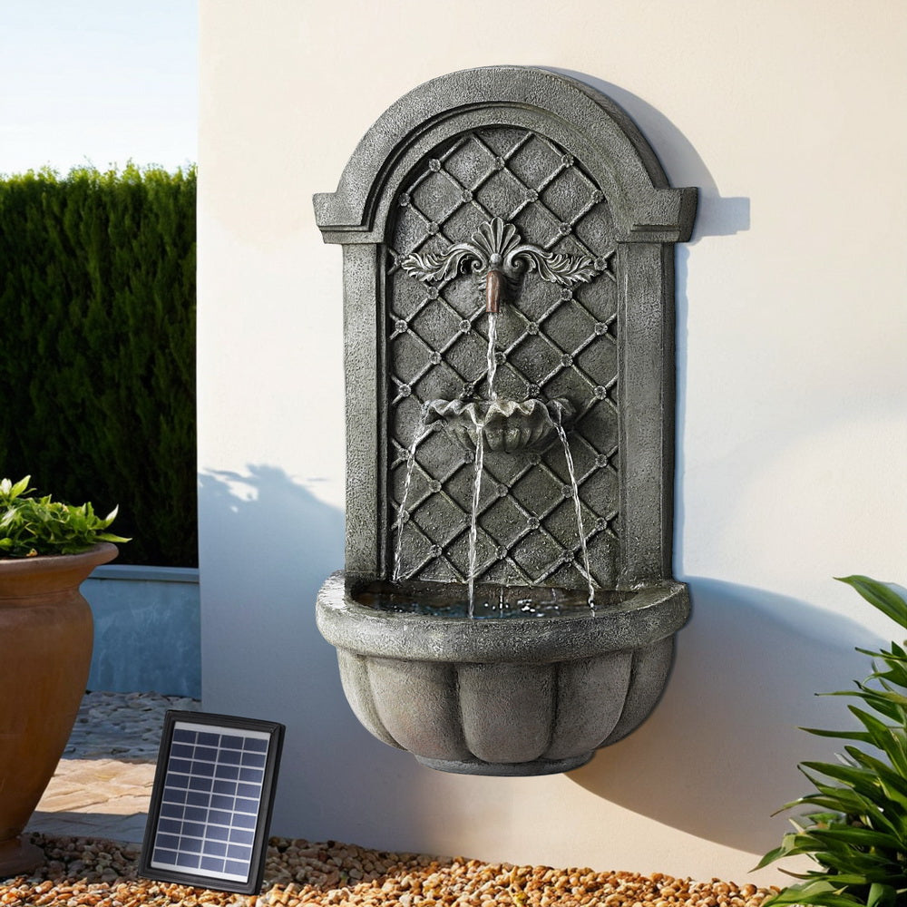 Gardeon Solar Fountain Water Feature Wall Mount Garden Fountains 80CM Grey-NSW_Rural