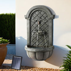 Gardeon Solar Fountain Water Feature Wall Mount Garden Fountains 80CM Grey-QLD_Metro