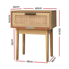 Artiss Bedside Tables Side Table Rattan Drawers Nightstand