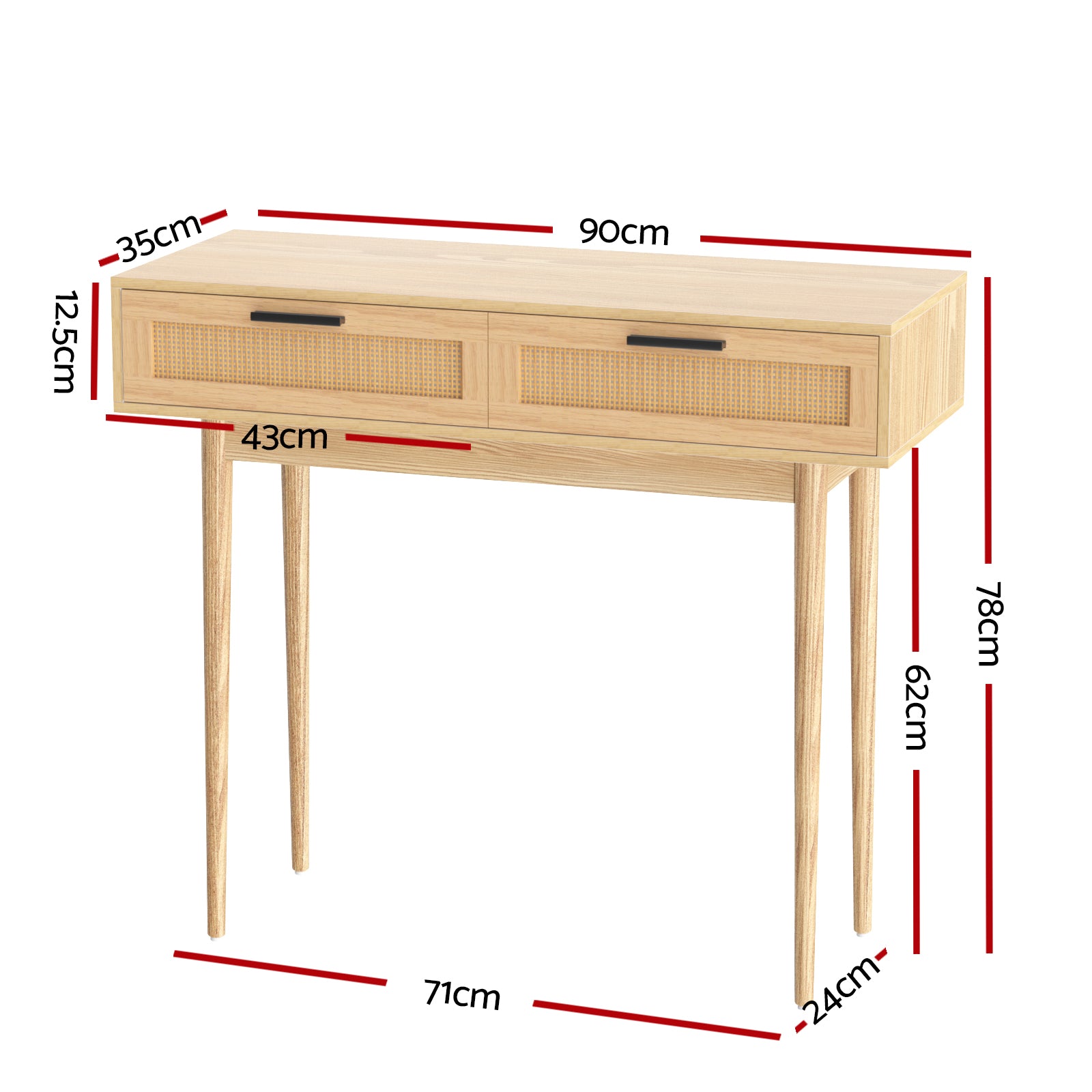Artiss Console Table 2 Rattan Drawers-WA_Rural
