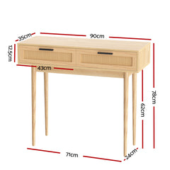 Artiss Console Table 2 Rattan Drawers-WA_Rural