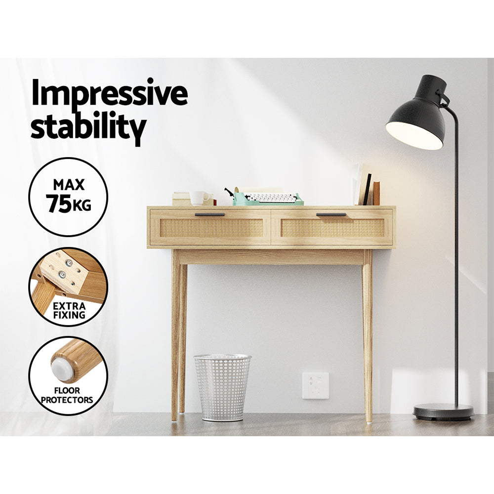Artiss Console Table 2 Rattan Drawers-WA_Rural