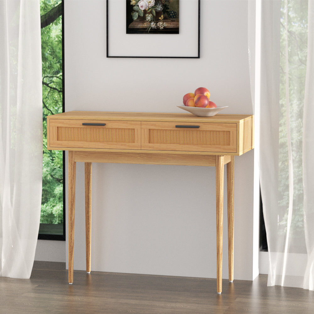 Artiss Console Table 2 Rattan Drawers-WA_Rural