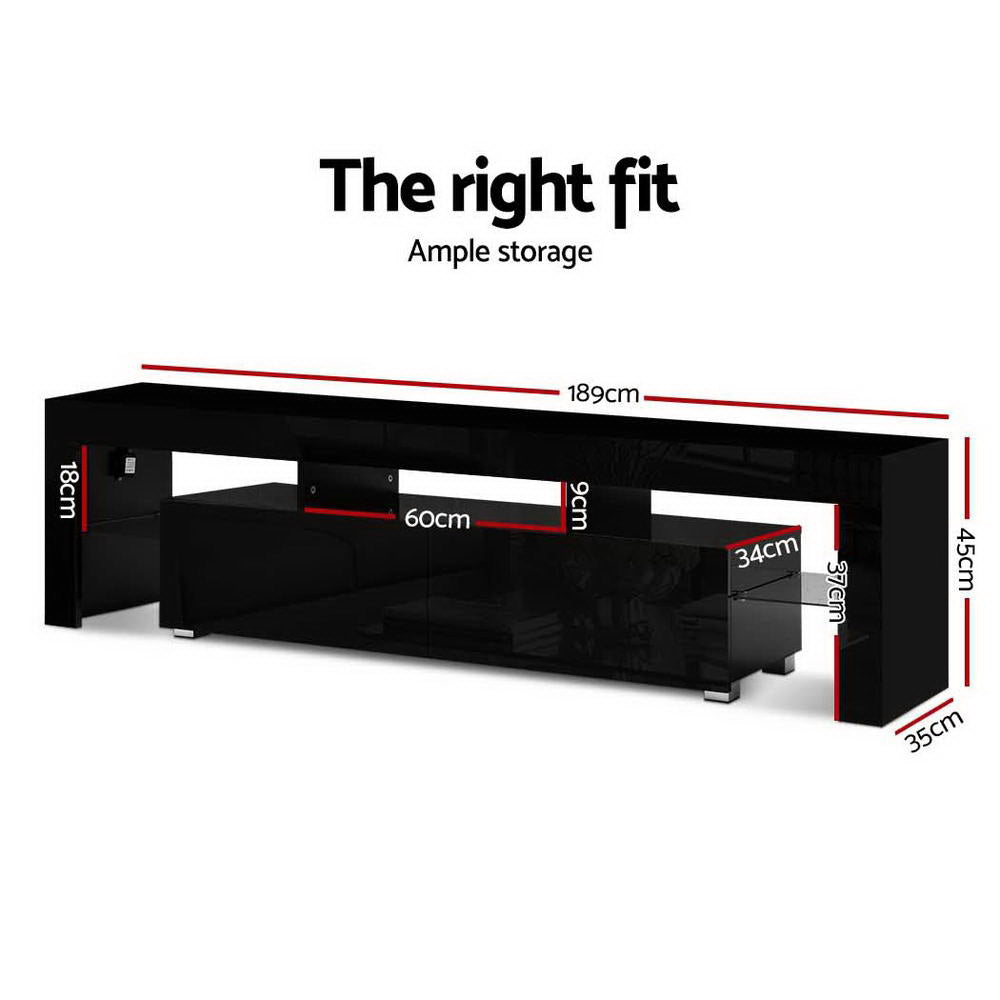 Artiss Entertainment Unit TV Cabinet LED 189cm Black Elo-VIC_Metro