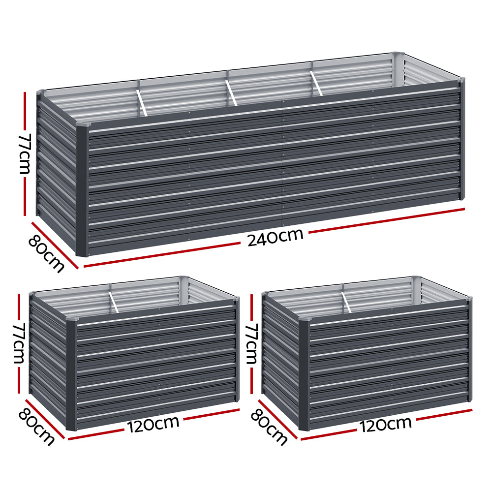 Green Fingers Garden Bed 240x80x77cm Planter Box Raised Container Galvanised Herb-NSW_Metro