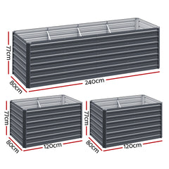 Green Fingers Garden Bed 240x80x77cm Planter Box Raised Container Galvanised Herb-NSW_Metro