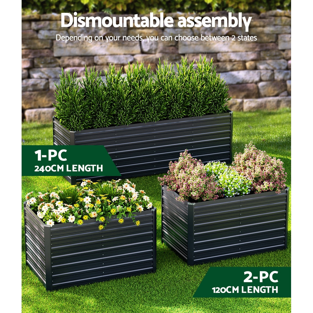 Green Fingers Garden Bed 240x80x77cm Planter Box Raised Container Galvanised Herb-NSW_Metro