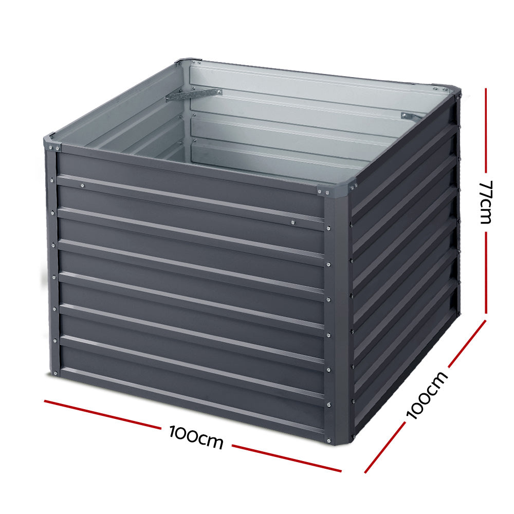 Green Fingers 2x Garden Bed 100x100x77cm Planter Box Raised Container Galvanised-SA_Metro