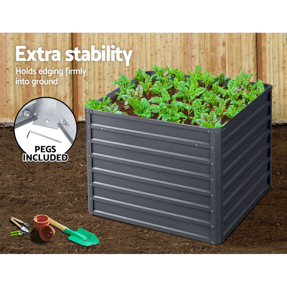 Green Fingers 2x Garden Bed 100x100x77cm Planter Box Raised Container Galvanised-ACT