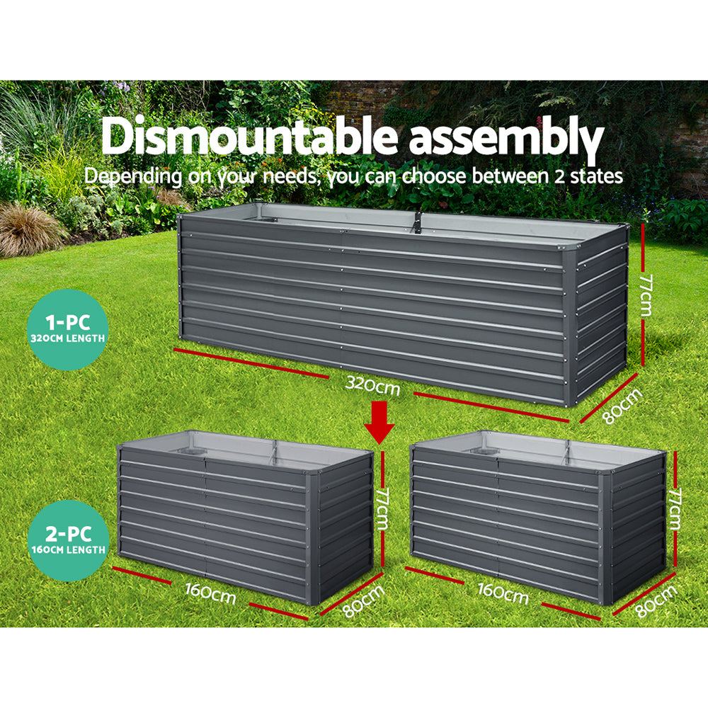 Green Fingers Garden Bed 320x80x77cm Planter Box Raised Container Galvanised Herb-WA_Rural