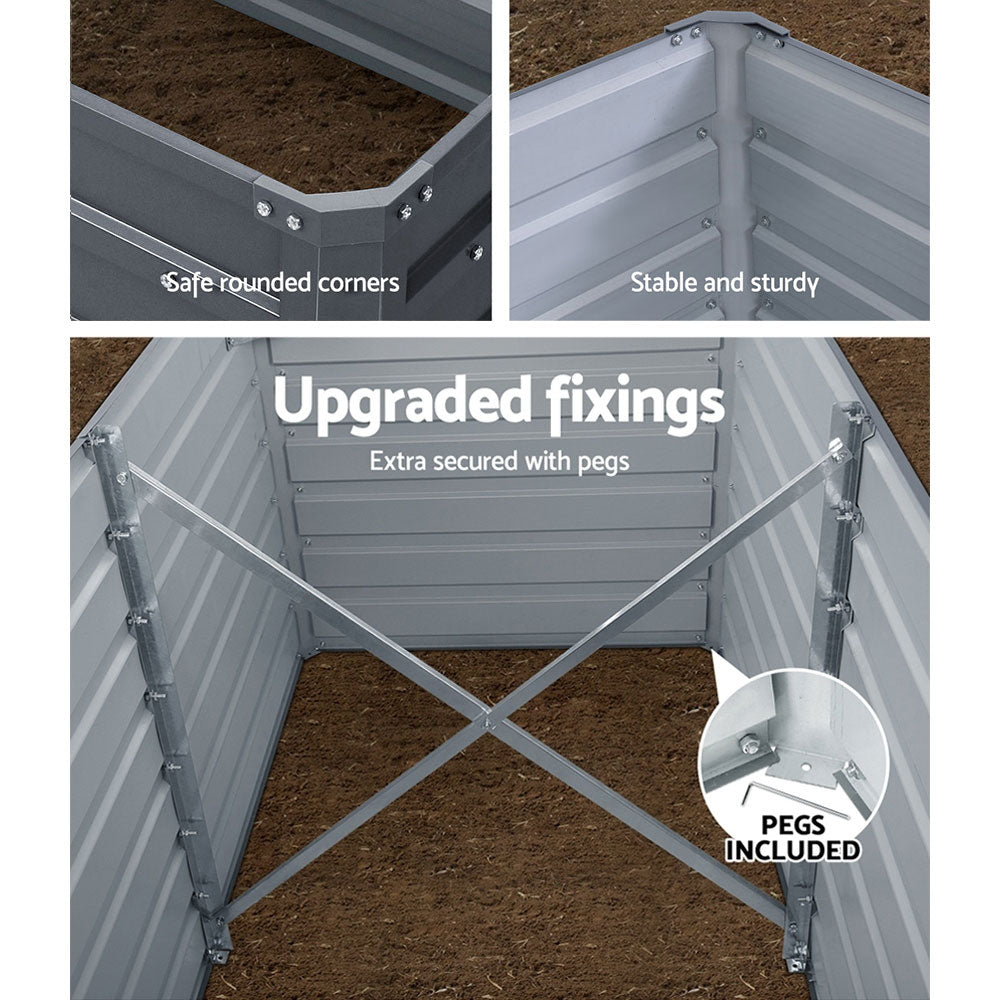 Green Fingers Garden Bed 320x80x77cm Planter Box Raised Container Galvanised Herb-WA_Rural