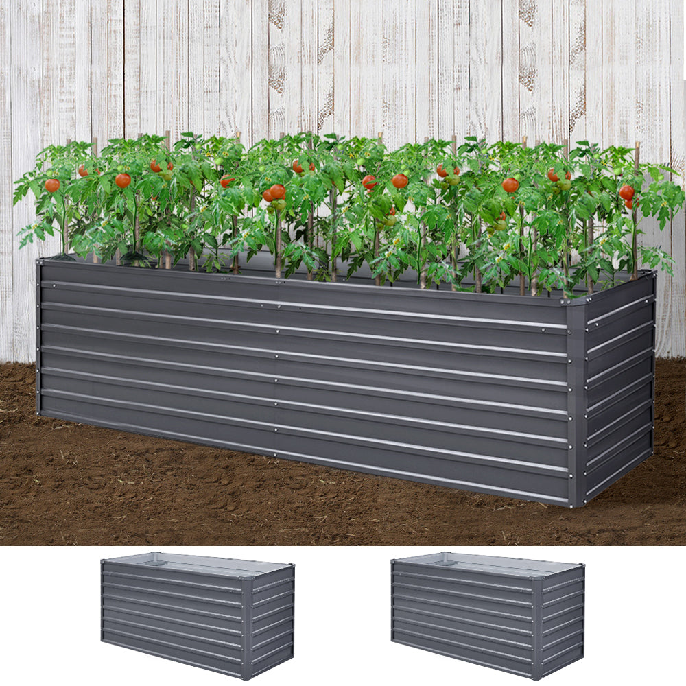 Green Fingers Garden Bed 320x80x77cm Planter Box Raised Container Galvanised Herb-VIC_Rural
