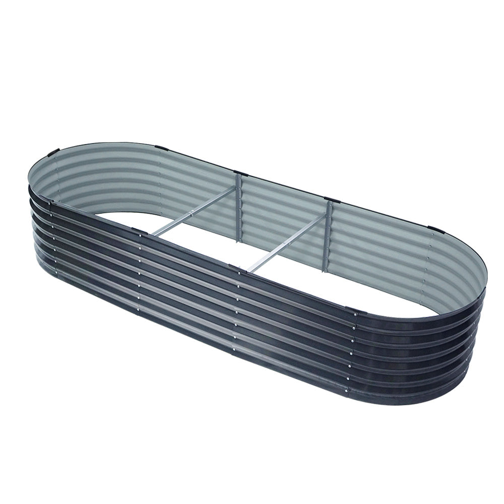 Green Fingers Garden Bed 240X80X42cm Oval Planter Box Raised Container Galvanised-VIC_Metro