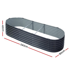 Green Fingers Garden Bed 240X80X42cm Oval Planter Box Raised Container Galvanised-QLD_Rural
