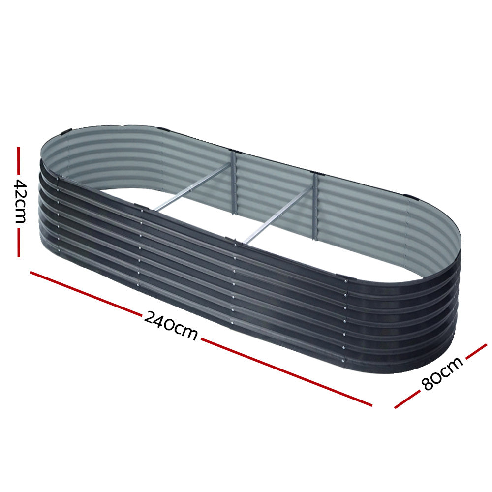 Green Fingers Garden Bed 240X80X42cm Oval Planter Box Raised Container Galvanised-VIC_Metro