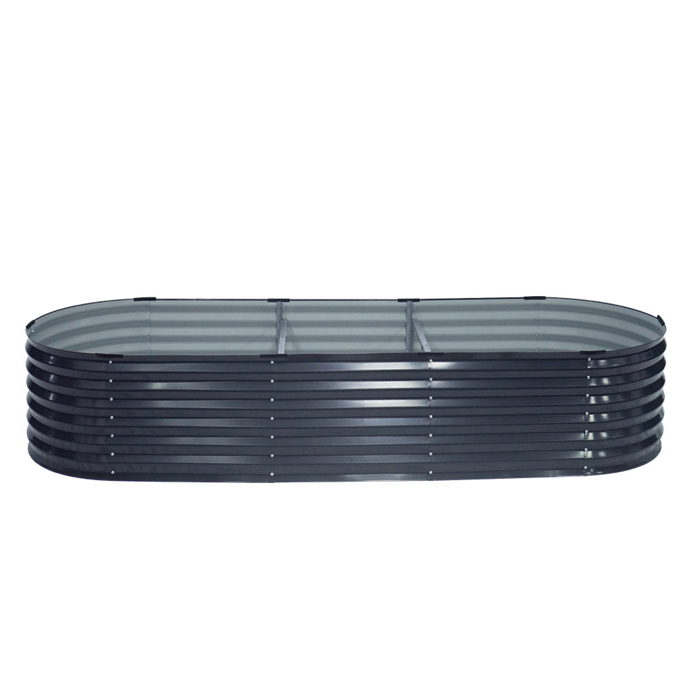 Green Fingers Garden Bed 240X80X42cm Oval Planter Box Raised Container Galvanised-SA_Rural
