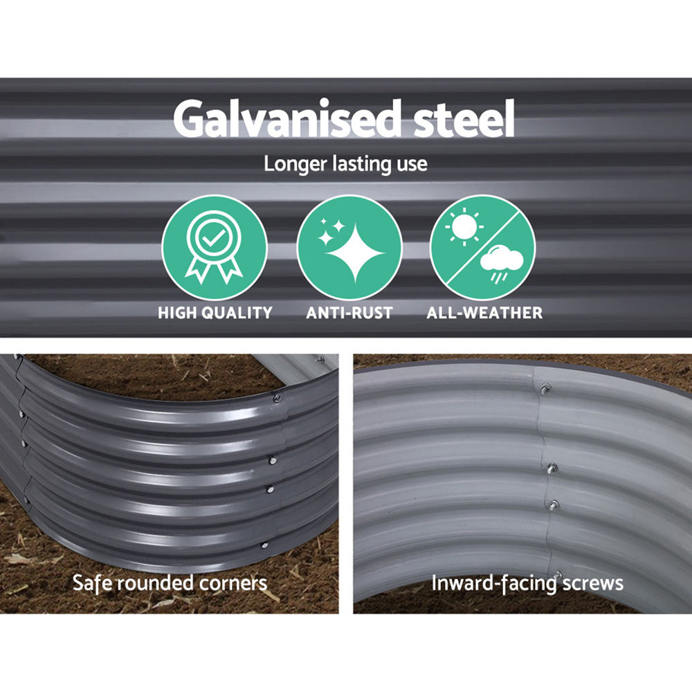Green Fingers Garden Bed 240X80X42cm Oval Planter Box Raised Container Galvanised-VIC_Metro