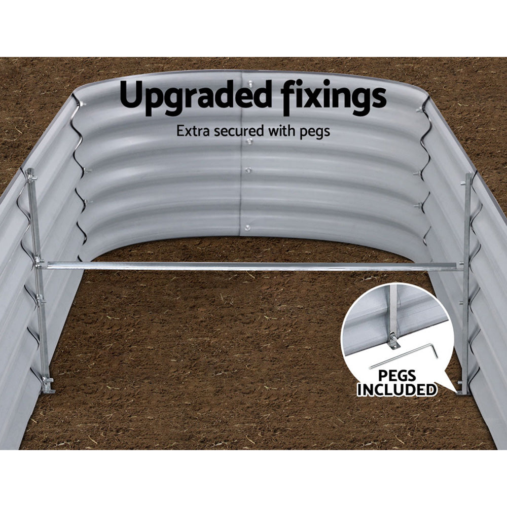 Green Fingers Garden Bed 240X80X42cm Oval Planter Box Raised Container Galvanised-VIC_Metro