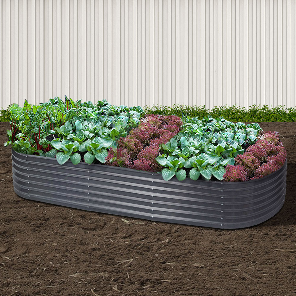 Green Fingers Garden Bed 240X80X42cm Oval Planter Box Raised Container Galvanised-VIC_Metro