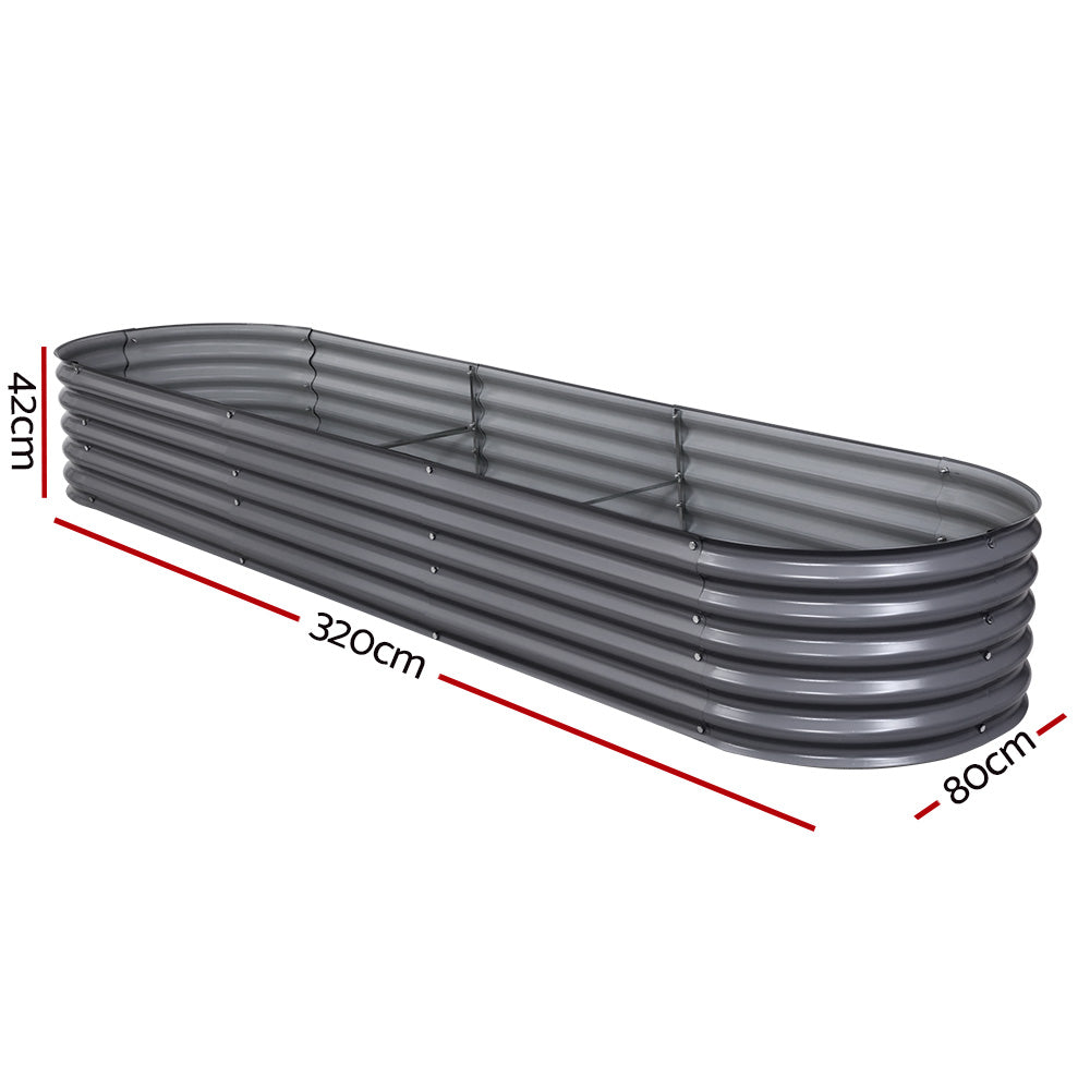 Green Fingers Garden Bed 320X80X42cm Oval Planter Box Raised Container Galvanised-SA_Metro