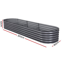 Green Fingers Garden Bed 320X80X42cm Oval Planter Box Raised Container Galvanised-SA_Metro